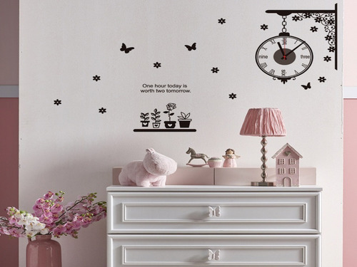 Vinil Decorativo Interiores Reloj Autoadherible Infantil Hog