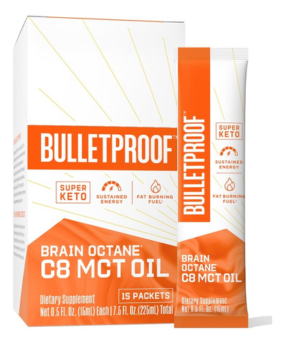 Suplemento em óleo Bulletproof  Brain Octane C8 MCT triglicéridos de ácido caprílico Brain Octane C8 MCT sabor  without flavor em caixa de 225mL 15 un