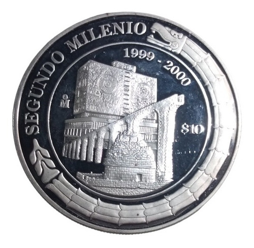 Moneda 10 Pesos Plata Pura 2 Onzas Segundo Milenio 1999-2000