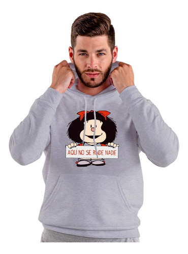 Buzo Gris Canguro Mafalda No Se Rinde Hombre Mujer Niños