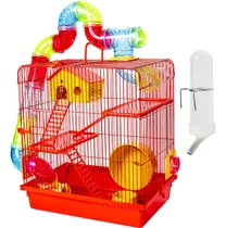 Comprar Casinha Gaiola Com Tubo Para Hamster 3 Andares + Bebedouro