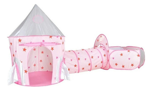 Tent Tunnel Rocket Tent Tent, Juguete Infantil 3 En 1 Para J Color Rosa