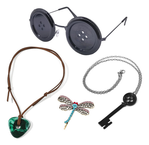 Anteojos De Ojos De Botón De La Serie De Anime Coraline, Para Cosplay, Collar De Disfraces, Accesorios De Regalo, Halloween, 4 Piezas
