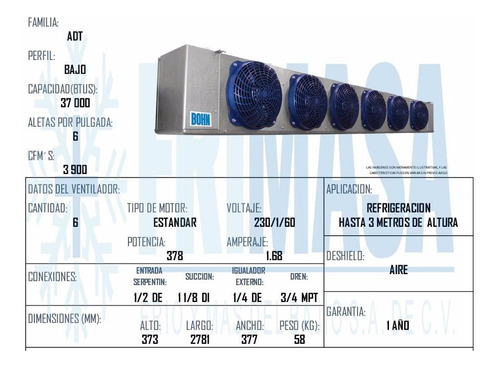 Evaporador Bohn Adt370 Refrigeracion