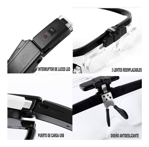 Lupa Lente Recargable Con 3 Lentes De Aumento No.11642dc