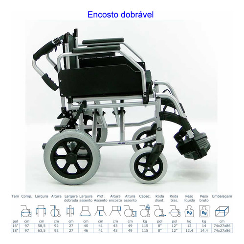 Cadeira De Rodas Alumínio Dobrável Barcelona Praxis Com Nf