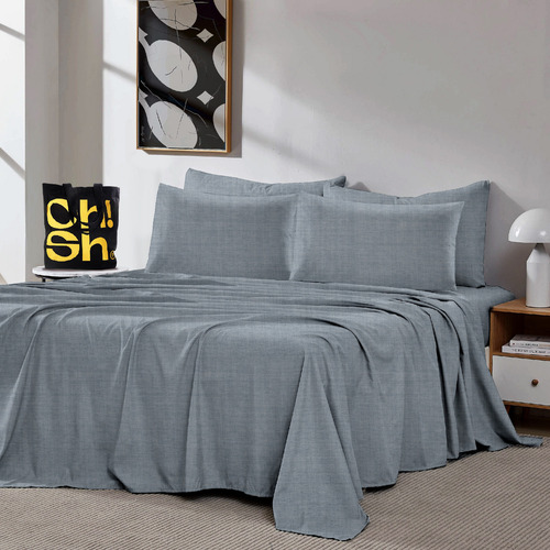 Oh! Sheets Juego De Sabanas Cationico 7 Piezas Matrimonial Gris