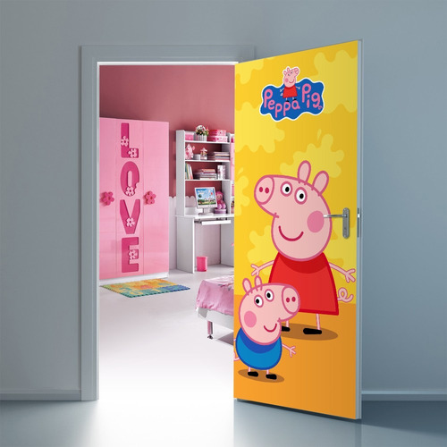 Peppa Pig Puerta Mural Adhesiva Arteygraficadigital