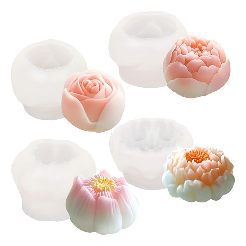 4pzs Molde De Resina, Molde Para Velas Silicona Flores 3d