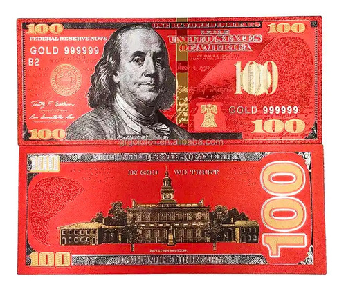 Billete 100 Dólares Coleccionable Rojo Feng Shui Abundancia 