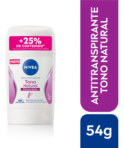 Desodorante Nivea Barra Tono Natural Extra Femenino 54g