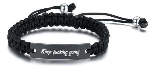 Pulsera Inspiradora Vnox Keep Going Para Hombres Y Mujeres, 