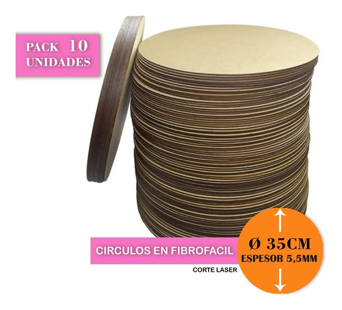 Figura Base Mdf Circulo 35 Cm X 10 Unid. En 5.5mm 