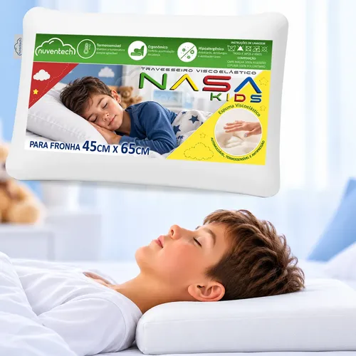Nuventech Travesseiro Nasa Viscoelástico Macio Kids Infantil Criança Branco
