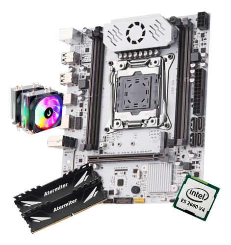 Kit Gamer Placa Mãe Q-d4 X99 White Xeon E5 2660 V4 64gb