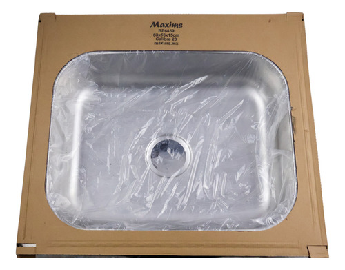 Tarja De Cocina De Empotrar Maxims Be6459, Fregadero De Acero Inoxidable Calibre 23 Acabado Satinado 64x59x15.2cm.