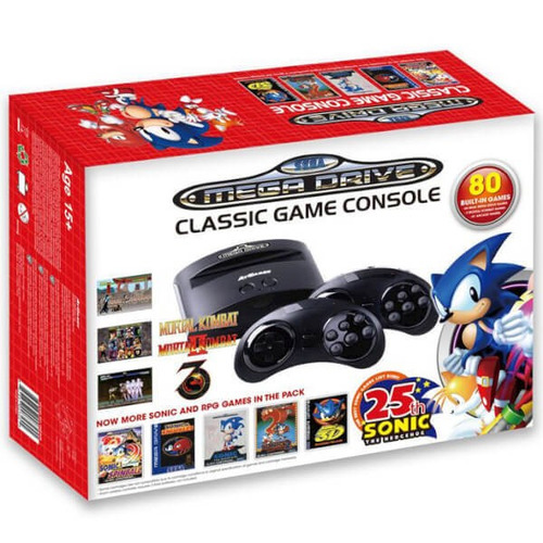 Console AtGames Sega Mega Drive Classic 25th Sonic Anniversary cor preto