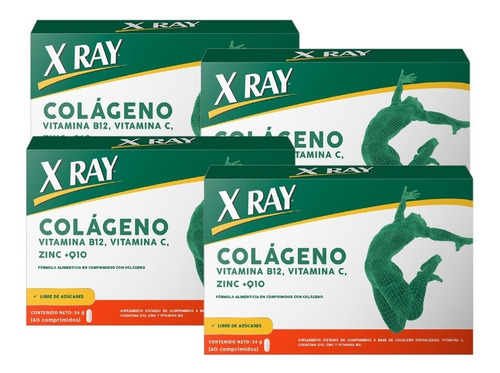 Combo X 4 X Ray Colágeno Vit B12 Vit C Zinc Y Q10 X 60 Comp.