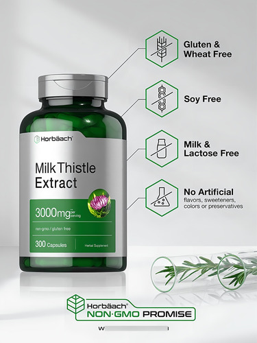 Milk Thistle Cardo Mariano Silimarina 3000mg Horbaach 300cap