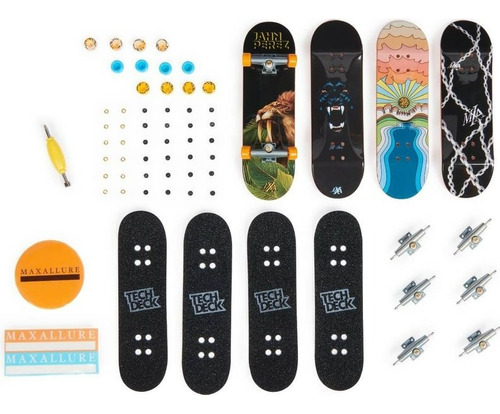 Tech Deck Pack De 4 Finger Skate Patineta Dedos + Accesorios