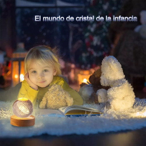 2 Luces Nocturnas Led Bolas De Cristal 3d Luna De Escritorio