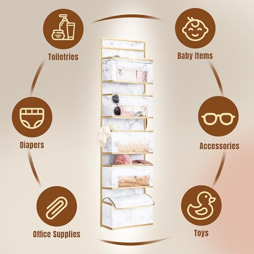Organizador Colgante Para Puerta, 5 Bolsillos Grandes Transp