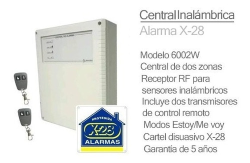 Imagen 2 de 6 de Central Alarma Inalambrica 6002w X28 Alarmas 2 Controles Remotos