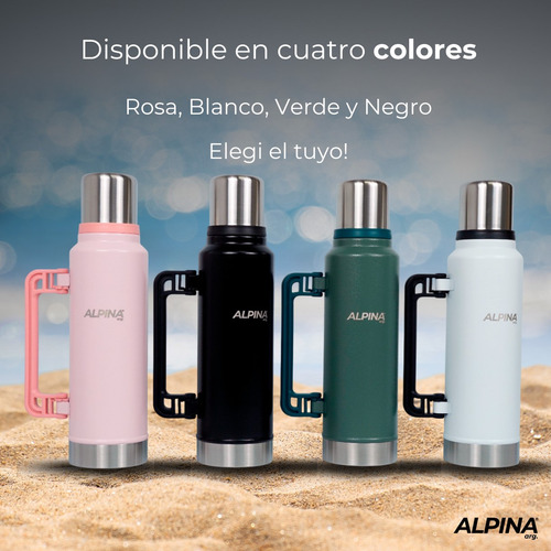 Termo Acero Inoxidable Con Pico Cebador Alpina 1.4 Litros Rosa