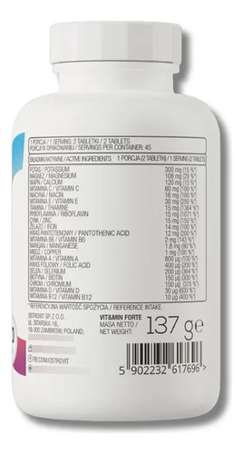 Multivitamínico Vit&min Forte 90 Cápsulas Ostrovit