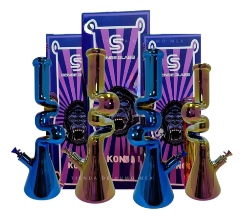 Bong Sense Glass 17 Kong Pipa De Agua Electrochapeada Zigzag