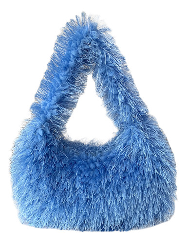 Bolso Hobo Esponjoso Para Mujer, Bolsos De Pulsera Suaves Y