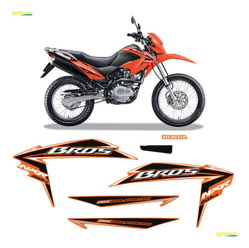 Kit Adesivos Honda Bros Nxr 150 Ks 2011 Moto Laranja