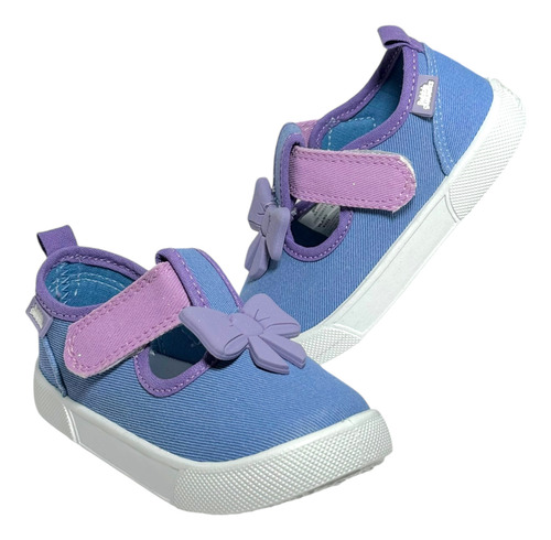 Zapato Tenis Para Niña Casual Con Moño Lila Bubble Gummers
