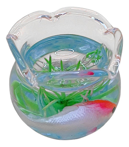 2 Acuario De Casa De Muñecas Con Peces, Mini Pez De Rosa