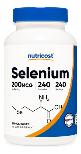 Nutricost Selênio 200mcg, 240 Cápsulas Vegetarianas, Não Ogm