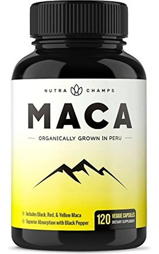 Cápsulas De Polvo De Maca Orgánico-1000mg Cultivado En Perú