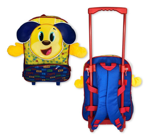 Mochila Infantil Escolar Rodinha Amarela Cachorro