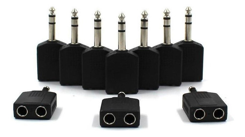 Adaptador Plug P10 Estéreo X 2 Jack J10 Estéreo 2 Unidades