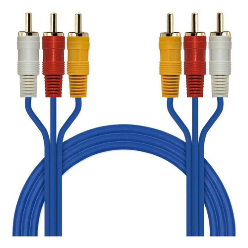 Cabo Áudio Auxiliar 3 Rca + 3 Rca Som Estéreo Com 1,5 Metros