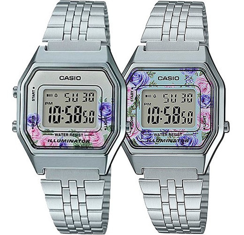 Reloj Casio Retro Dama La680 Flores Acero Inoxidable - 100% Original