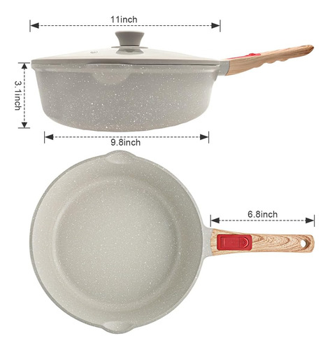 Aikenbbkk De 11 Pulgadas Antiadherente Freír Con Tapa, Sarté
