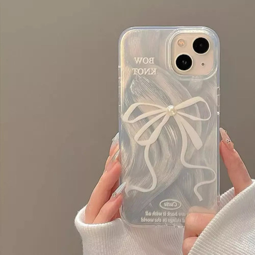 Funda Para Iphone11 12 13 14 15 16 Serie Lazo En Plata Case
