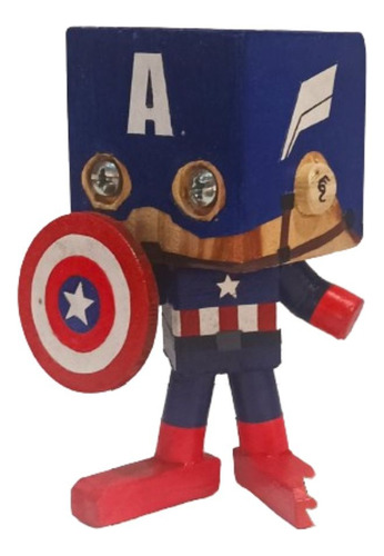 Muñecos De Personajes En Madera Capitán América