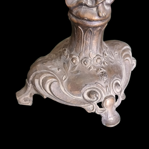 Antiguo Centro De Mesa Art Nouveau De Bronce Y Cristal Bronce (Usado)