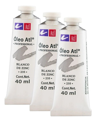 Oleo Atl T-14 40ml Arte Pintura Colores A Escoger 3 Pack Color del óleo Blanco de Zinc No. 235 3Pzs
