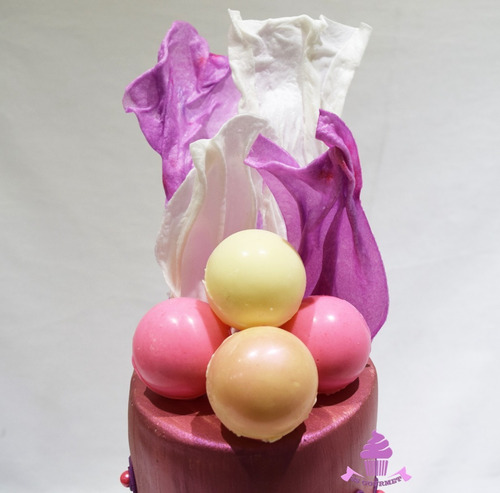 Torta Tematica Rosa Violeta Dorado -chocolate 3 Pisos Brillo