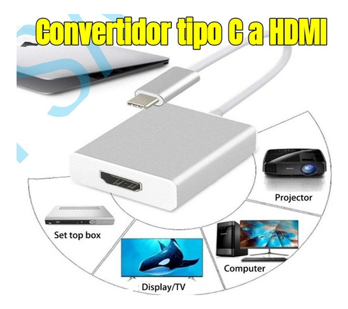 Cable Convertidor Adaptador Tipo C - Macho A Hdmi - Hembra