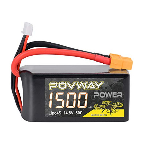 Batería Lipo Povway 4s 14.8v 1500mah 80c Con Enchufe Xt60 Pa