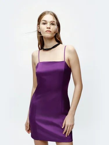 comprar Vestido Lefties Mujer Satinado Violeta Con Tirantes Talla M