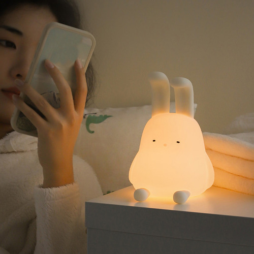 Lámpara Adorable Rabbits Recargable Para Niños Con Soft Tap